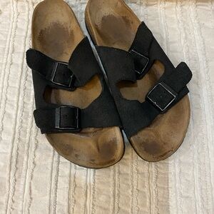 Betula by Birkenstock Black Leather Double Buckle Sandals Women Size 8